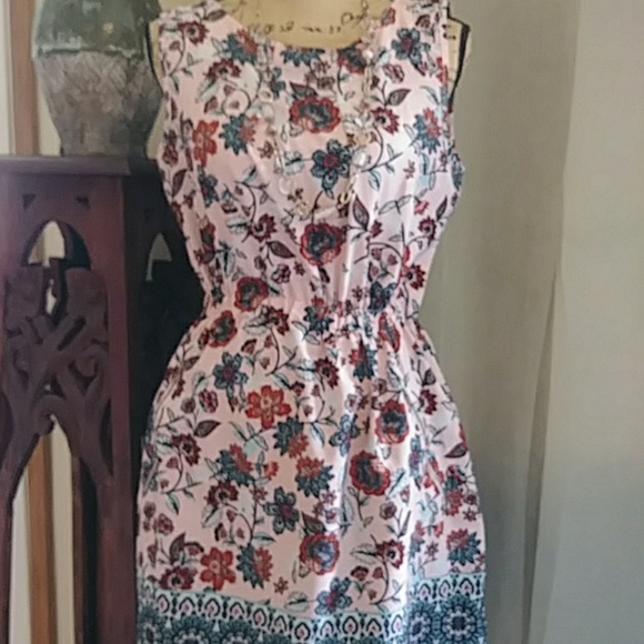 Speed Control Dresses & Skirts - Speed Control Pink & Blue Floral Dress w/Pockets